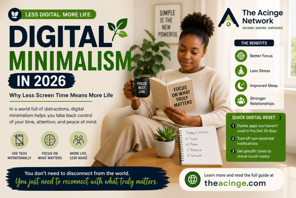 digital minimalism in 2026 reduce screen time focus life